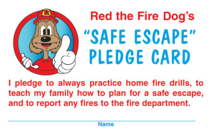 Red the Fire Dog's "Safe Escape" Pledge Card