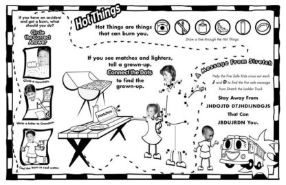 Stretch the Ladder Truck's "Matches and Lighters are for Grown-ups!" Activity Sheet