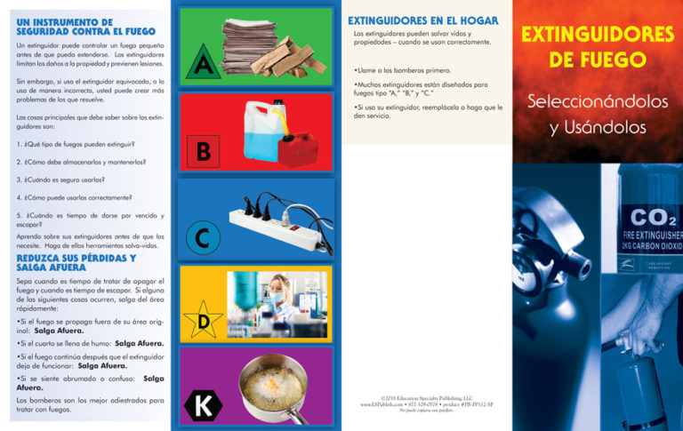Fire Extinguishers Pamphlet SPANISH Version | Fire Safety For Life