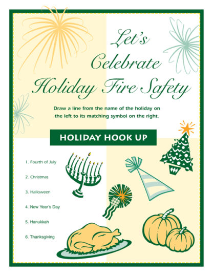 holiday fire safety activity sheet