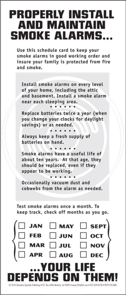 Smoke Alarm Schedule Card