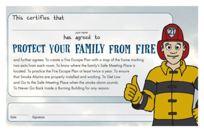 "Ace's Protect Your Family From Fire" Certificate