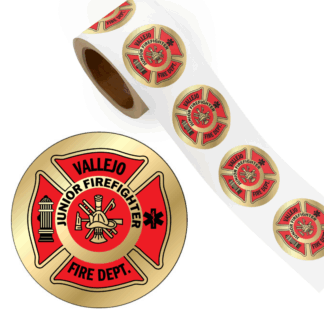 Custom Maltese Cross Junior Firefighter Foil Sticker Badges