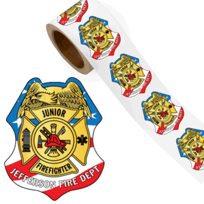 Custom Junior Firefighter Stars and Stripes Sticker Badges