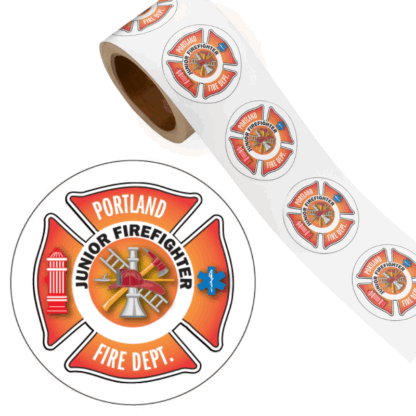 Personalized Junior Firefighter Maltese Cross Sticker Badges