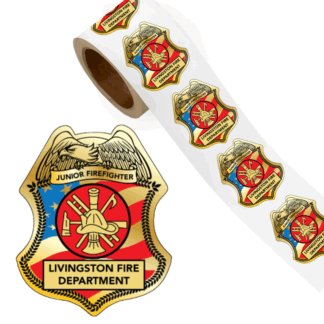 Custom Patriotic Junior Firefighter Foil Sticker Badges