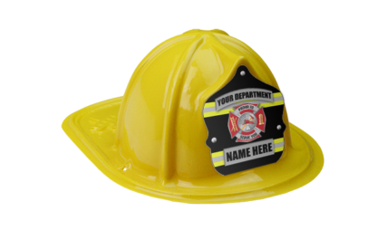 Personalized yellow plastic firefighter hats