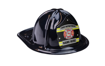 Personalized black plastic firefighter hats