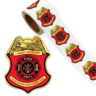 Custom Junior Firefighter Foil Sticker Badges for Kids