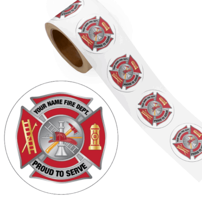 Custom Proud to Serve Maltese Cross Sticker Badges