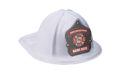 Personalized junior firefighter hat with maltese cross shield