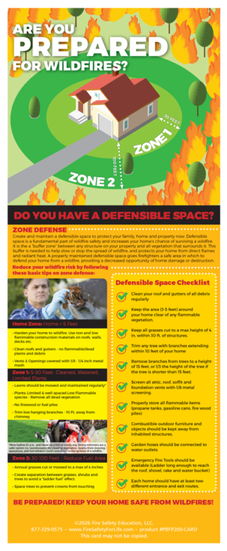 "Defensible Space: Are You Prepared for Wildfires?" Presentation Card