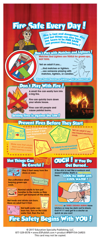 Fire Prevention Information Card For Kids | Fire Safety For Life