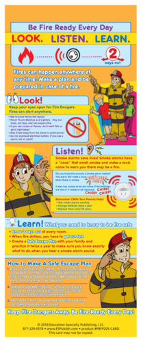 "Look. Listen. Learn." Fire Safety Card For Kids | Fire Safety For Life