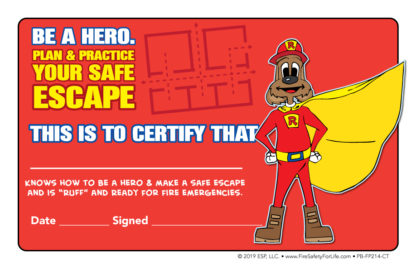 Red's "Be A Hero. Plan & Practice Your Safe Escape" Certificate