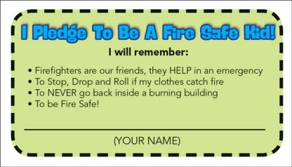 "I Visited the Fire Station" Pledge Card (Back Side)