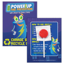 Fire Prevention Week Handouts Lollipop Cards with Lithium Battery Fire Safety Tips