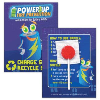 Fire Prevention Week Handouts Lollipop Cards with Lithium Battery Fire Safety Tips