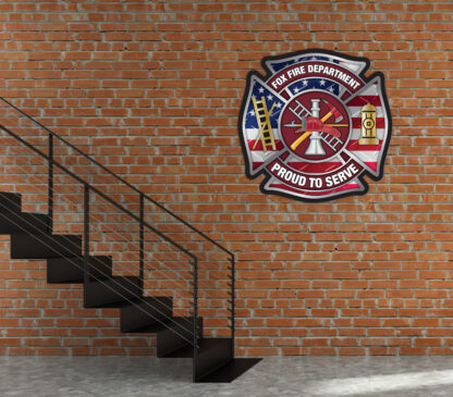 Custom Patriotic Firefighter Maltese Cross Wall Art Sign